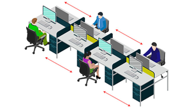 image of social distancing in office