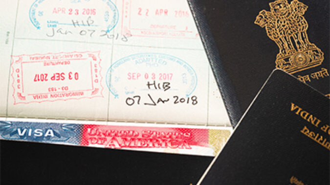 Image of H1-B stamp on foreign passport