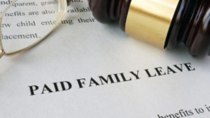 Gavel on paid family leave form.